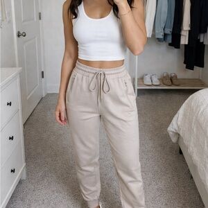 Old Navy Women's High-Waist Drawstring Joggers - Light Beige